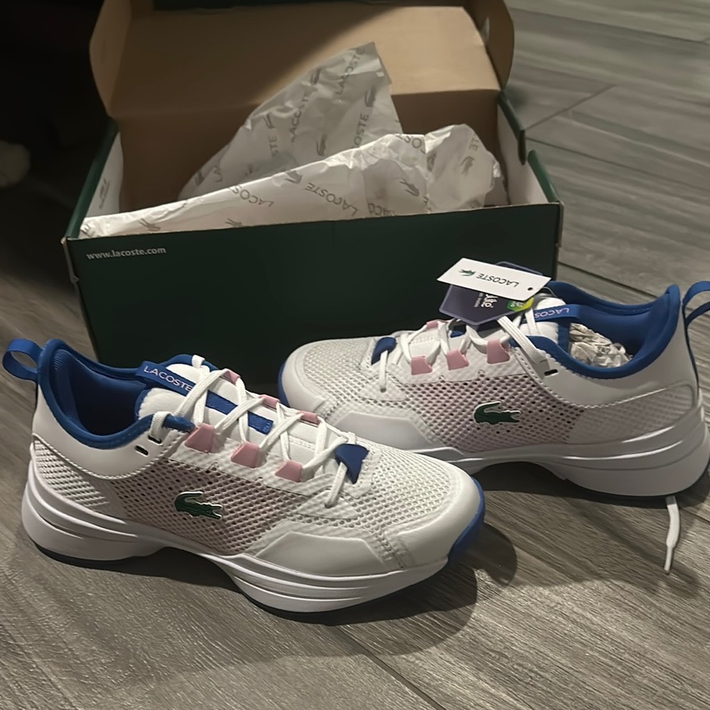 Lacoste White and Blue Sneakers